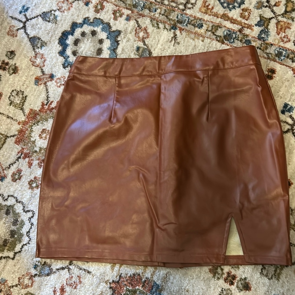 Lulus mini skirt cognac color